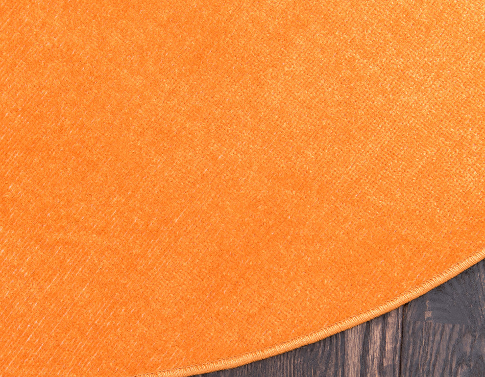 Unique Loom Orange Solid Williamsburg 5' 0 x 5' 0 Round Rug