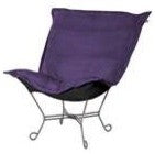 Scroll Puff Chair with Cover, Titanium Frame, Bella Eggplant