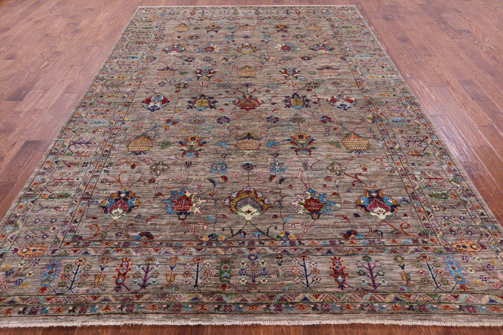 8' 1" X 11' 5" Persian Tabriz Hand-Knotted Rug Q9792