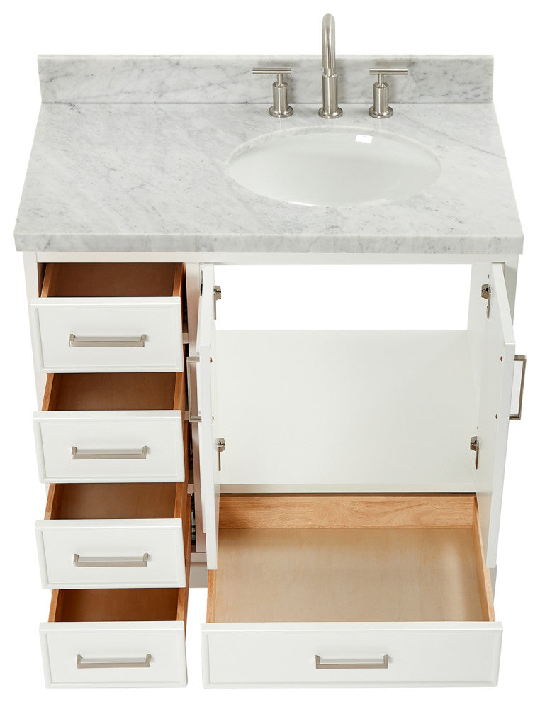 Ariel Stafford 37" Single Right Offset Oval Sink Bathroom Vanity