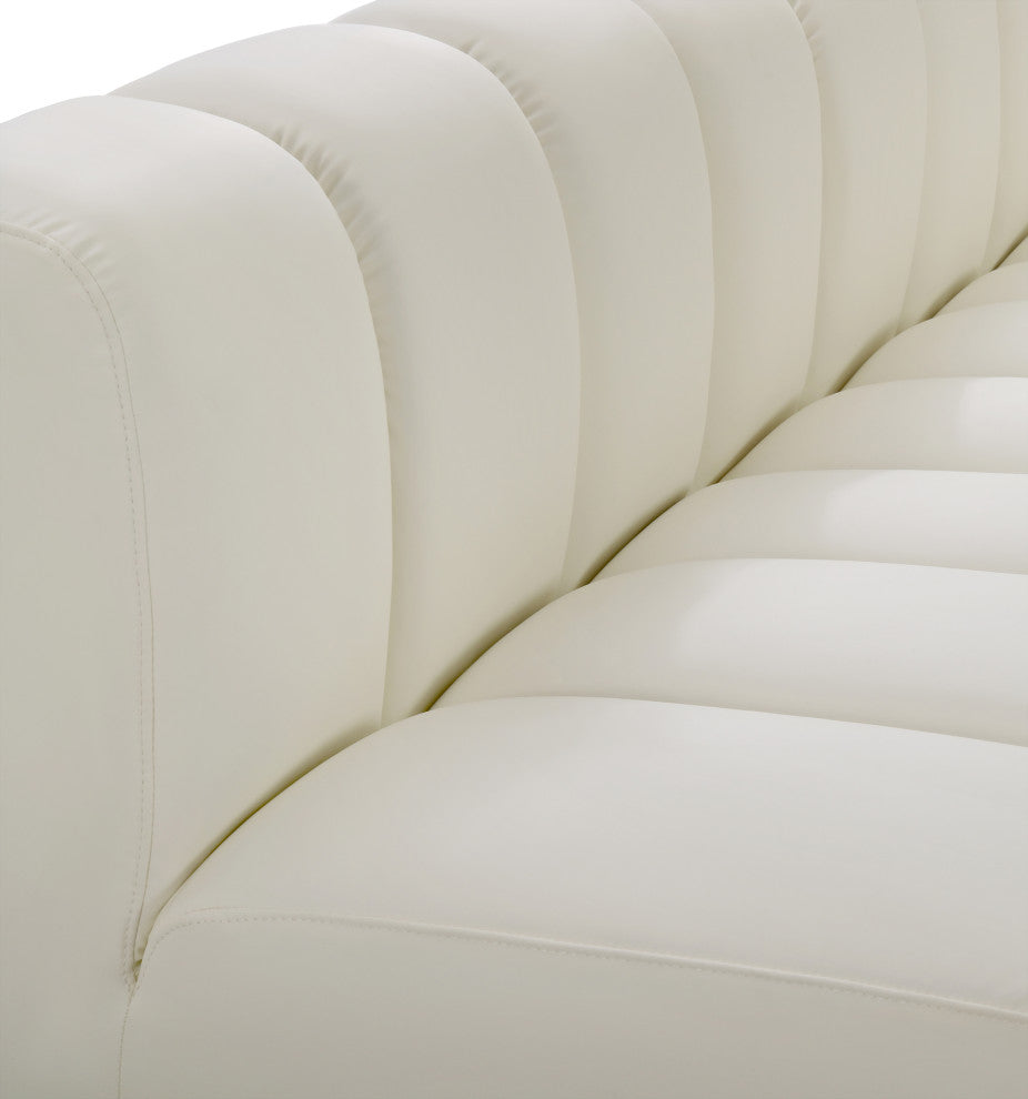Arc Vegan Leather Upholstered 4-Pc. Inward Curved Modular Sectional, Cream