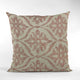 Plutus Beige Red Flowers Jacquard Luxury Throw Pillow, 20"x20"
