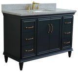 49" Single Sink Vanity, Dark Gray Finish With Gray Granite and Rectangle Sink