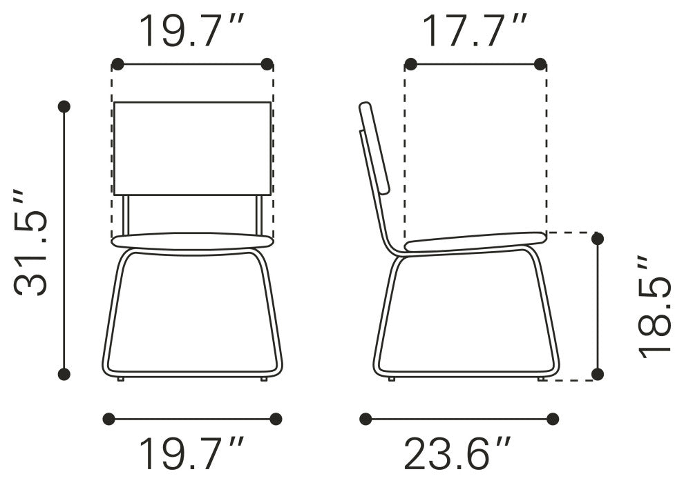 Grantham Dining Chair, Set of 2 Vintage Gray