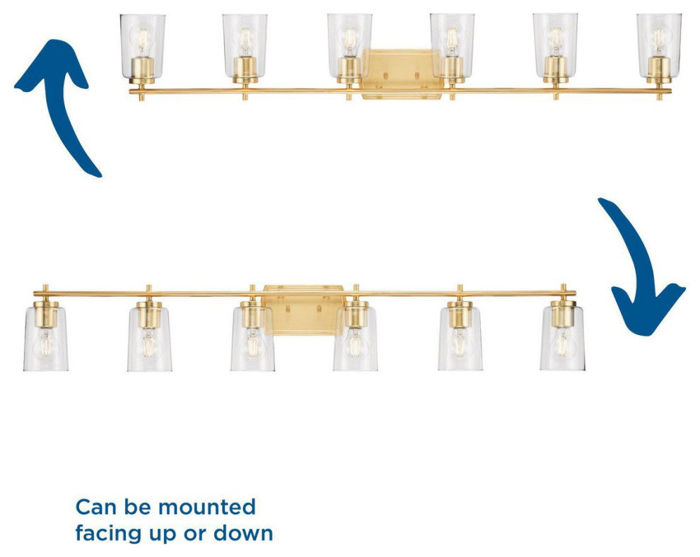Adley Collection 48-1/2" 6-Light Satin Brass Clear Glass Bath Vanity Light