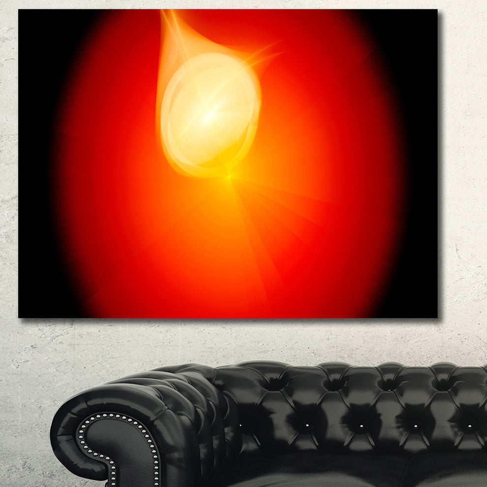 Glowing Red Misty Sphere, Oversized Abstract Canvas Art Print, 60x40