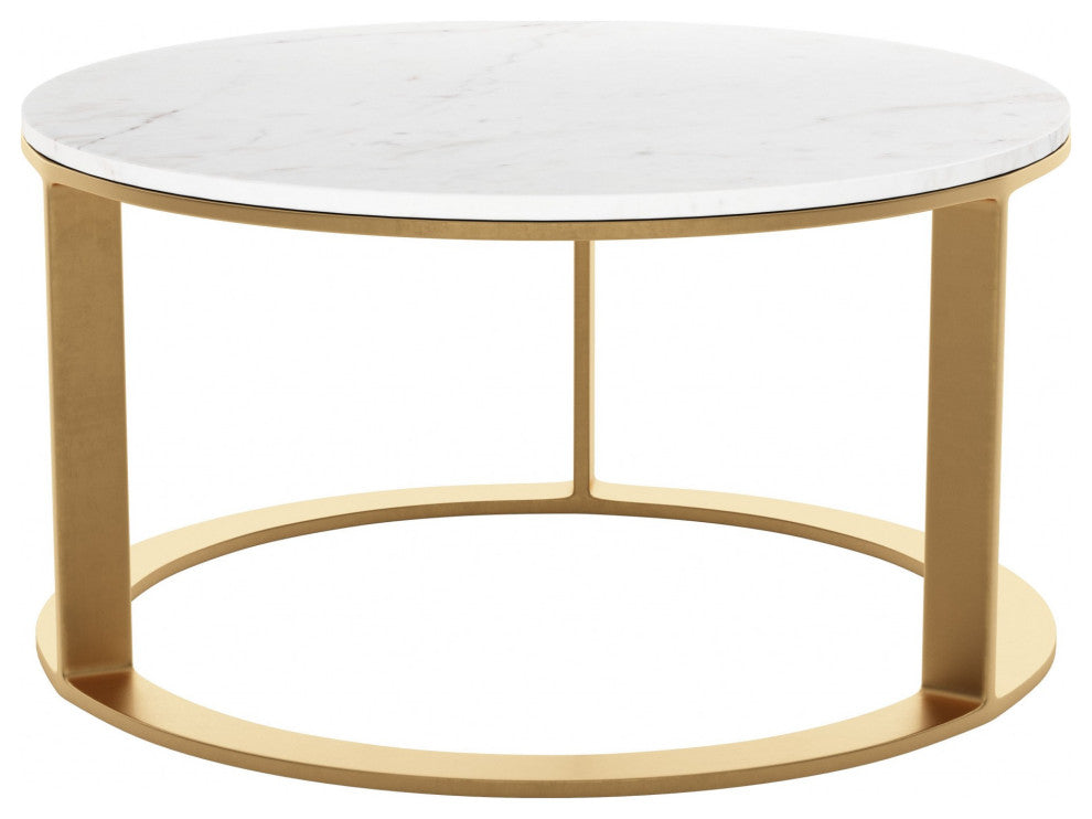 Helena Marble Coffee Table White and Gold