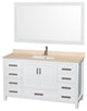 Wyndham WCS141460SWHIVUNSM58 White 60 Inch Single Vanity with Ivory Marble