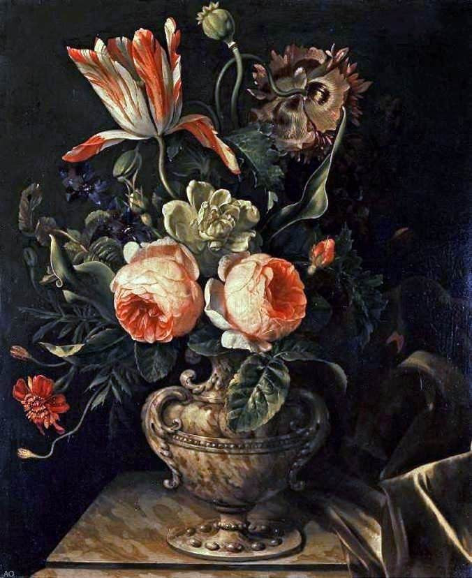 Willem Frederik Van Royen A Vase of Flowers, 20"x25" Wall Decal
