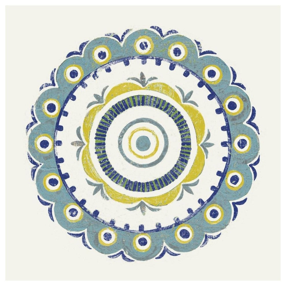 "Lakai Circle II Blue and Yellow" Paper Print by Kathrine Lovell, 42"x42"