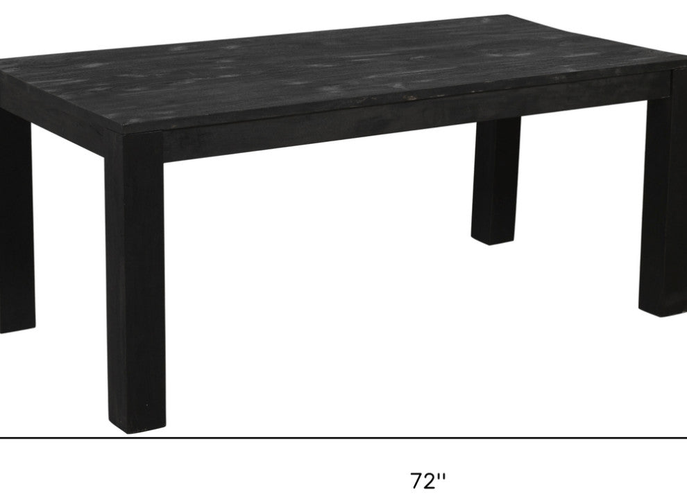 72" Dark Gray Rectangular Solid Wood Dining Table