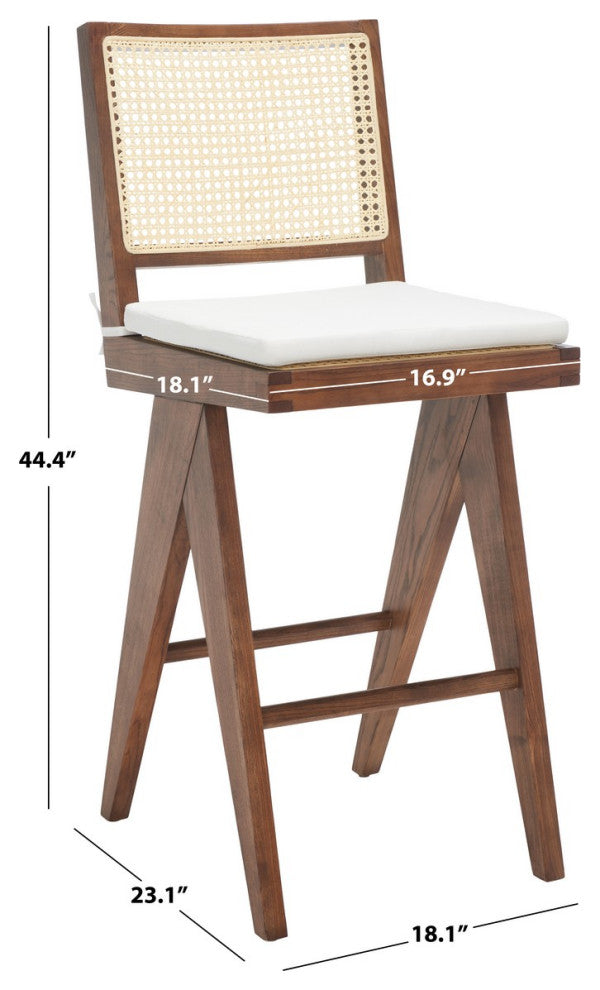 Safavieh Couture Colette Rattan Barstool, Walnut/Natural