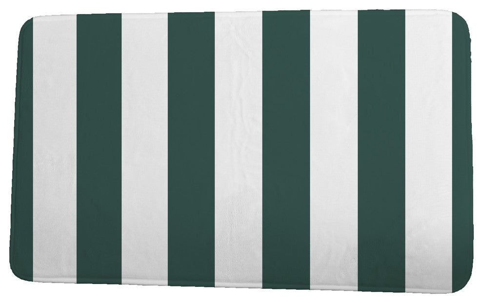Goals, Gourds, and Gatherings Rugby Stripe Stripe Print Bath Mat, Green, 21"x34"