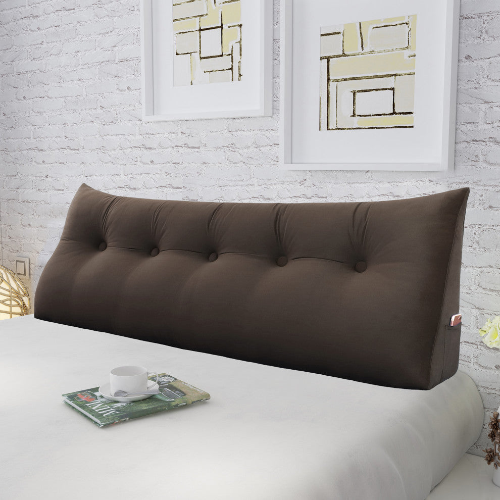 Large Reading Wedge Pillow Headboard, Bed Rest Triangular Bolster Backrest, 59x20x8