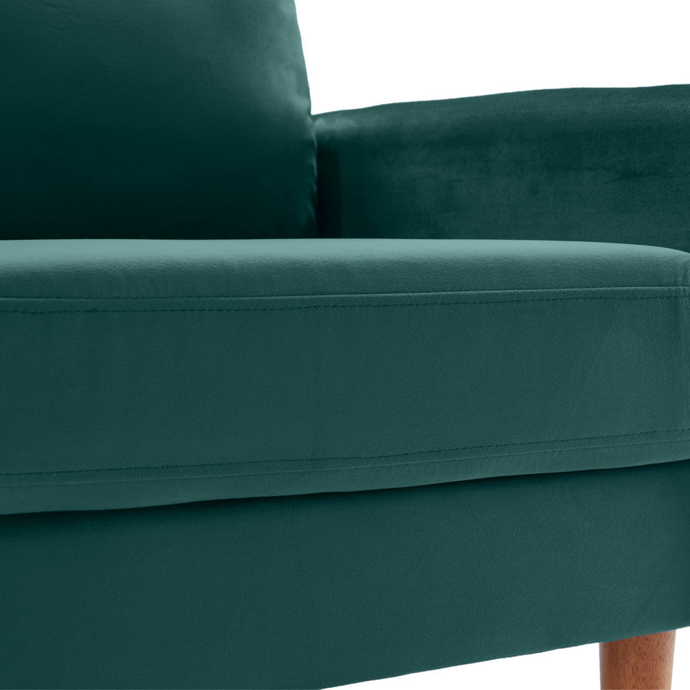 Teal Contemporary Velvet Sofa With Side Pockets