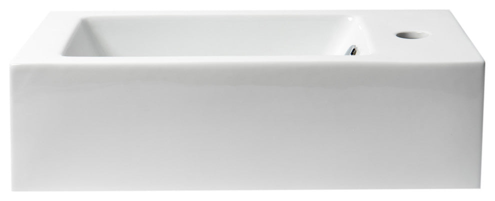 Abc116 White 20" Small Rectangular Wall Mounted Ceramic Sink With Faucet Hole