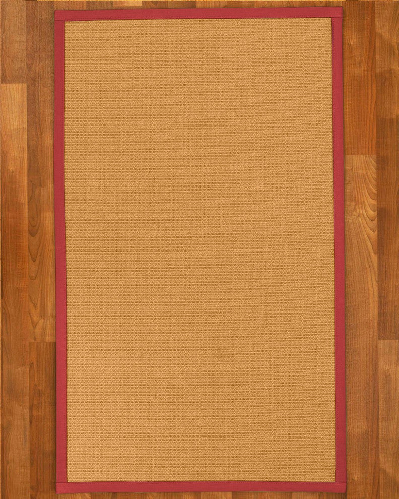 Natural Area Rugs Davlin Custom Sisal Rug, 12' x 18', Red Border