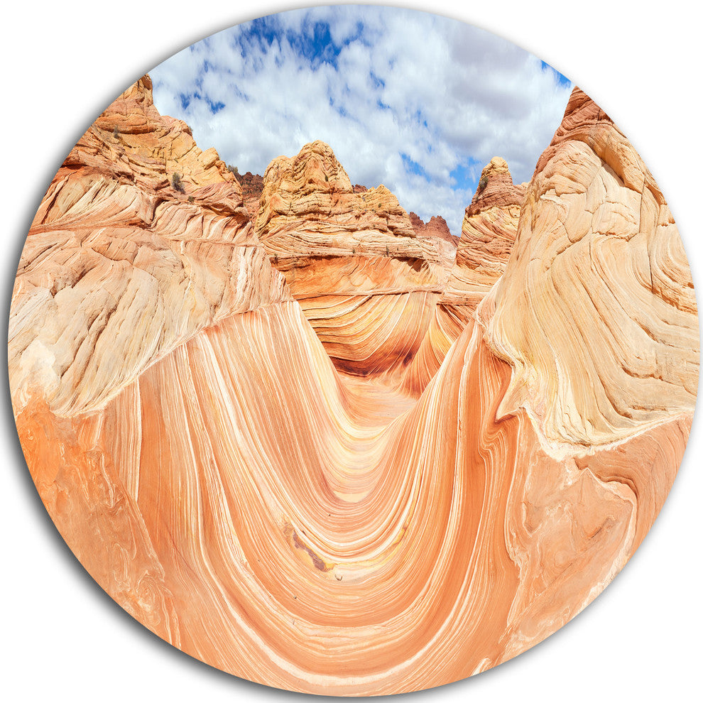 Waves Of Natural Wonder, Landscape Photo Disc Metal Artwork, 23"