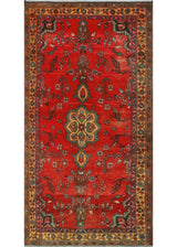 Fine Vintage Distressed Jerold Red/Green Runner, 3'5x6'4