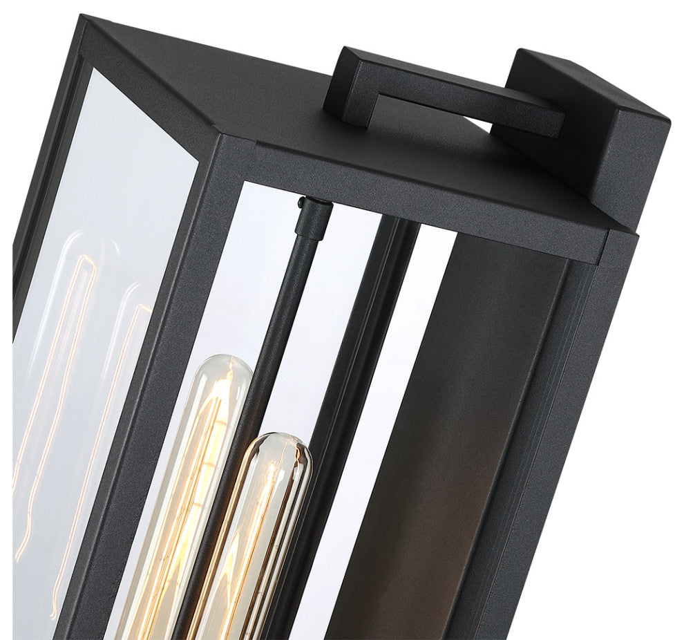 2-Light 20.5"H Modern Black Outdoor Lantern Wall Sconce