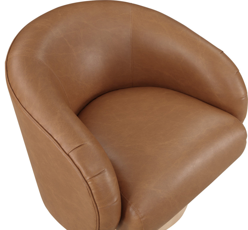 Gibson Vegan Leather Swivel Accent Chair, Cognac