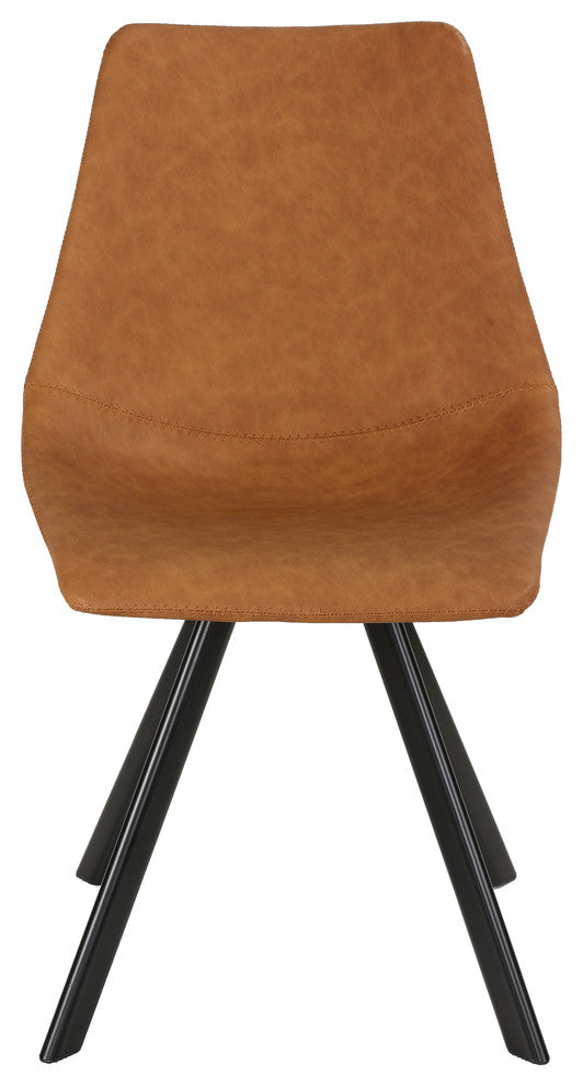 Cortesi Home Sahara Dining Chairs, Yellow Faux Leather, Set of 2