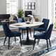 Modern Designer Kitchen Room Oval Dining Table, Wood Metal Steel, Black White
