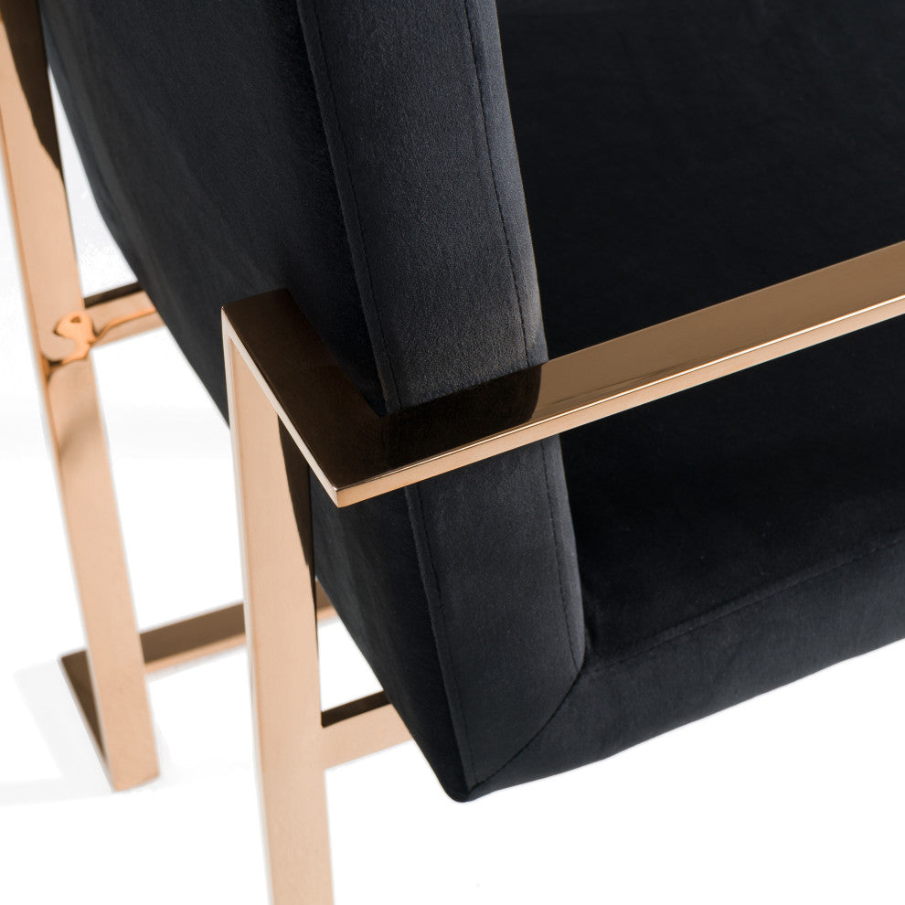 Modrest Trea Modern Black Velvet and Rosegold Dining Chair