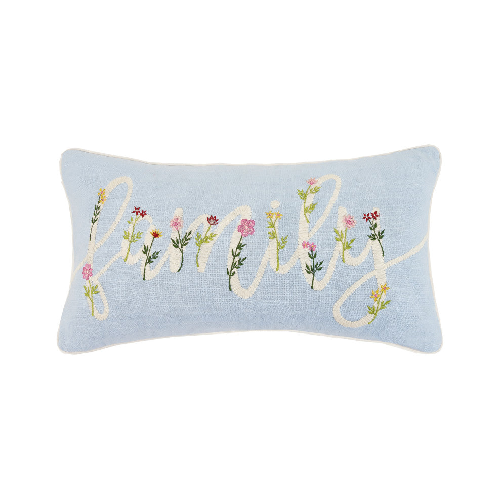 Floral Family Cord Embroidered Pillow