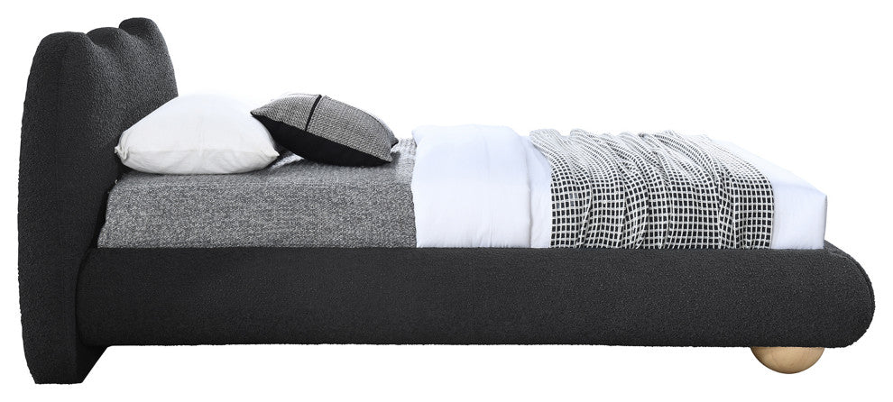 Hyde Boucle Fabric Upholstered Bed, Black, Twin