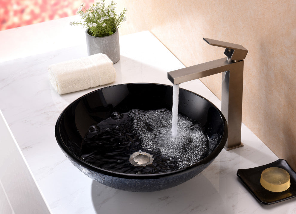 ANZZI Jonas Series Tempered Glass Bathroom Vessel Sink