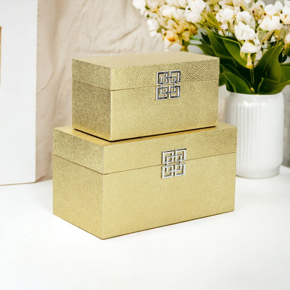 Galena "Double Happiness" Faux Shagreen Box Set, Gold