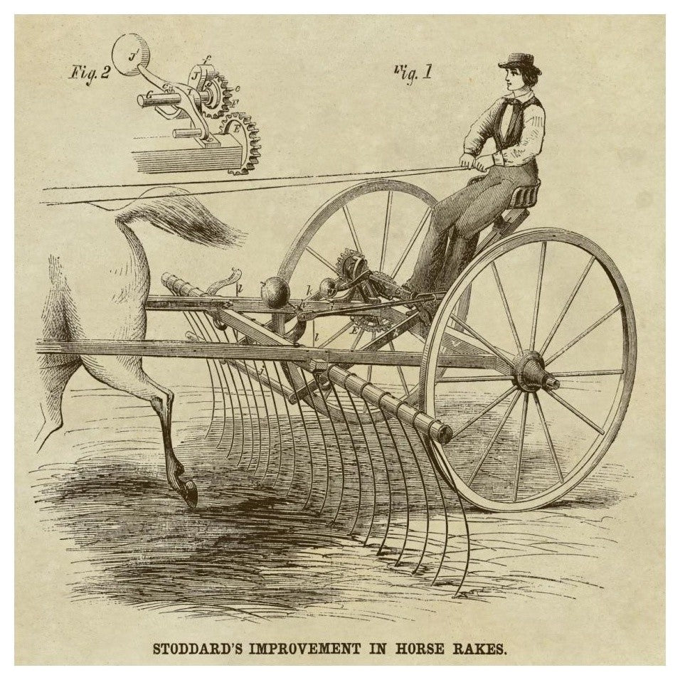 "Stoddard's Improvement in Horse Rakes" Print by Inventions, 24"x24"