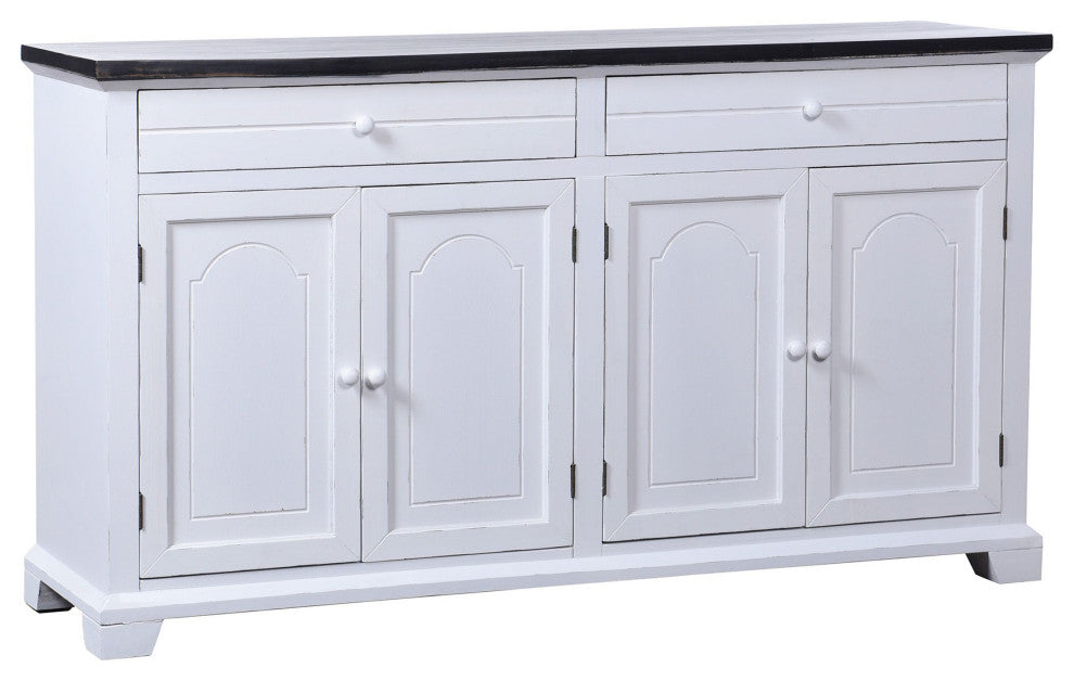 Mason Black and White Wood 2 Drawer 4 Door Cabinet, 34"H60"Wx17"D