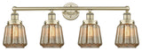 Chatham 4-Light 34" Bath Vanity Light, Antique Brass Finish, Clear Shade