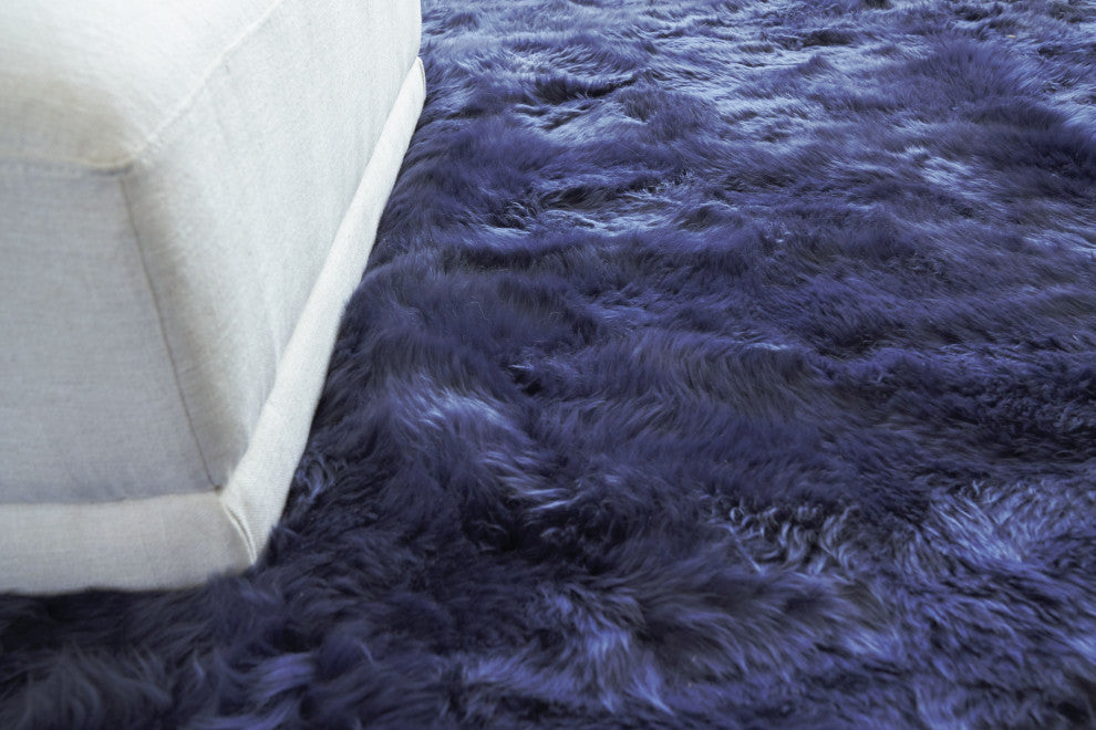Sheepskin Shag Wool Indigo Area Rug