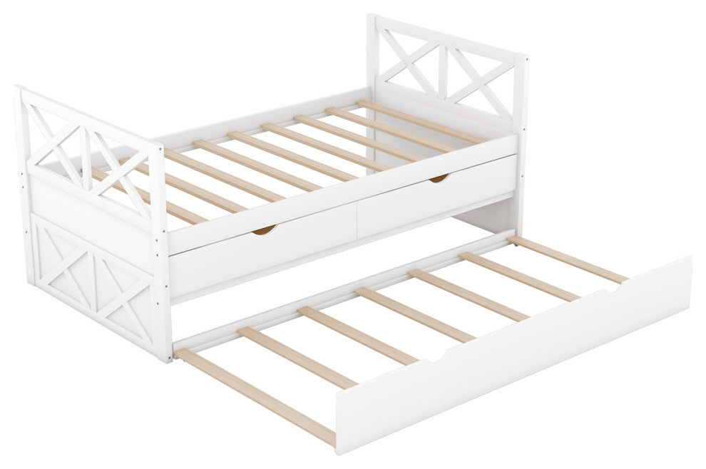 Gewnee Multi-Functional Daybed with Drawers and Trundle in White