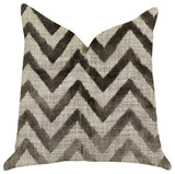 Oblique Zigzag Luxury Throw Pillow in Beige Tones, 26"x26"