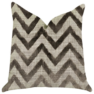 Oblique Zigzag Luxury Throw Pillow in Beige Tones, 26"x26"