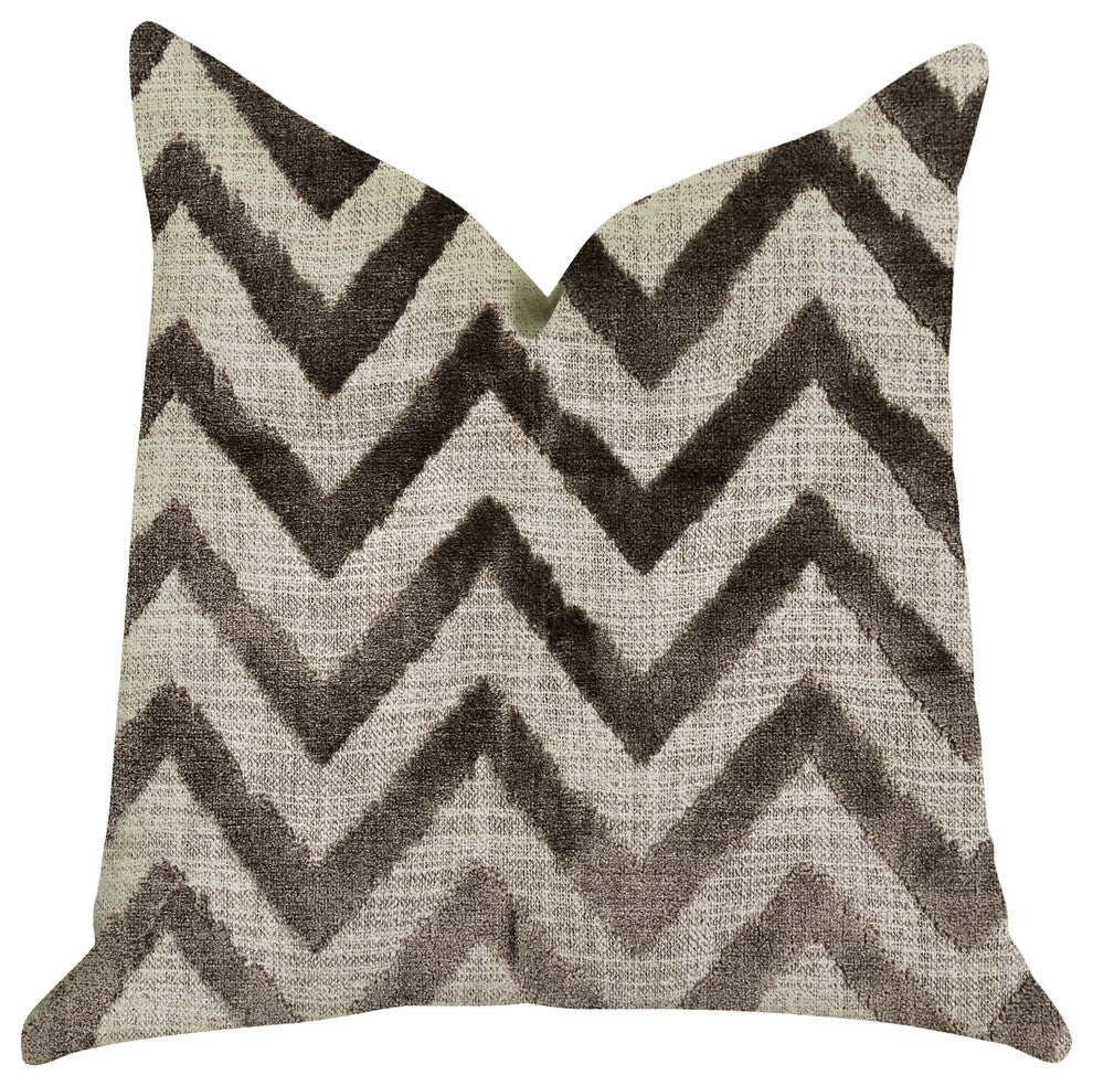 Oblique Zigzag Luxury Throw Pillow in Beige Tones, 26"x26"