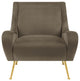 Upholstered Saddle Arms Accent Chair, Truffle and Gold