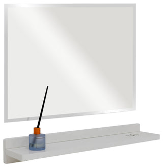 30" White Wireless Charging Shelf and Frameless Mirror Set