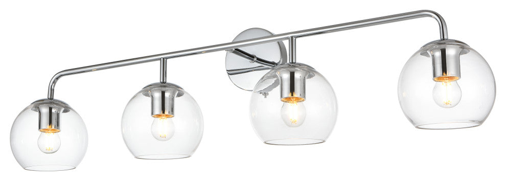 4 Light Chrome And Clear Bath Sconce