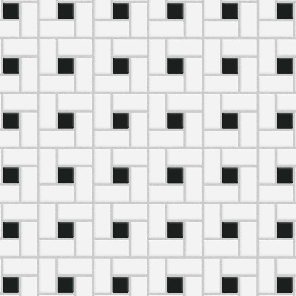 Spiral Black and White Porcelain Floor and Wall Tile