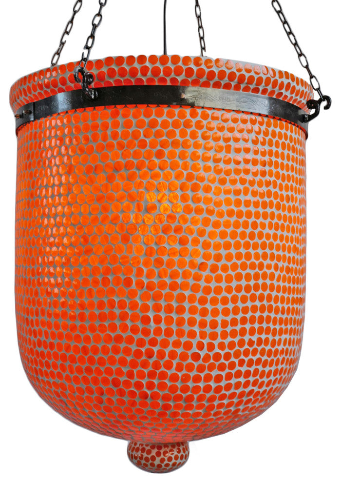 Orange Mosaic Bucket Pendant, Large