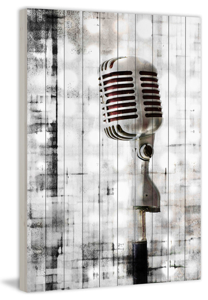 "Mic" Painting Print on White Wood, 30"x45"