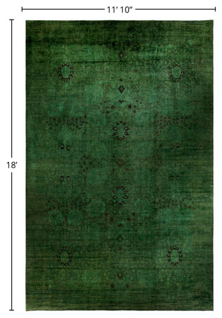 Overdyed, One-of-a-Kind Hand-Knotted Area Rug Green, 11'10"x18'0"