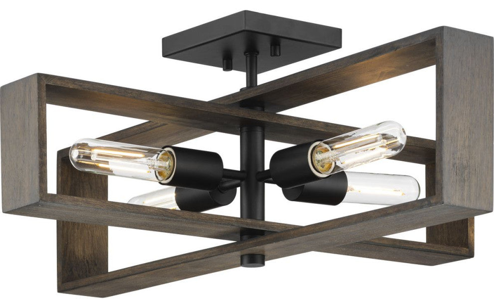 Boundary Collection 24" 4-Lt Semi-Flush Mount Light, Matte Black