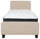 Tribeca Twin Tufted Platform Bed With Pocket Spring Mattress, Beige