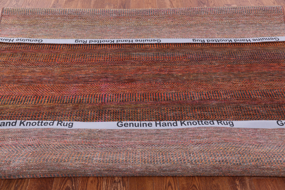 8' Square Super Savannah Gabbeh Hand-Knotted Wool and Silk Rug Q11911
